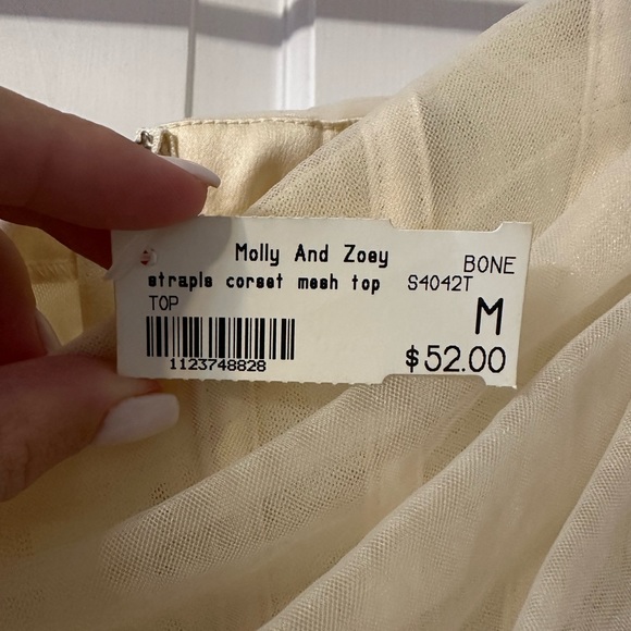 NWT. Molly and Zoey Strapless Corset Nude Mesh Top Size Medium. - Picture 3 of 3
